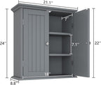 ChooChoo Bathroom Wall Cabinet, Over The Toilet Space Saver Storage Cabinet, Medicine Cabinet with 2 Door and Adjustable Shel