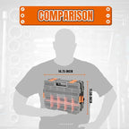 Jack Boss Tool Box with Transparent Lid, Single Side 17-Compartments Organizer Box with Removable Dividers for Hardware, Scre
