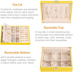 Voova Jewelry Box Organizer for Women Girls, 2 Layer Large Men Jewelry Storage Case, PU Leather Display Jewellery Holder with