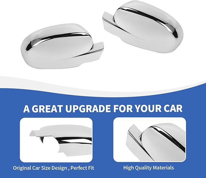 RAZPOY Rearview Mirror Cover Side Mirror Shell Trim Compatible with Chevy Silverado & Suburban & Tahoe & GMC-Yukon & GMC-Sierra & Cadillac Escalade 2007-2013, Chrome