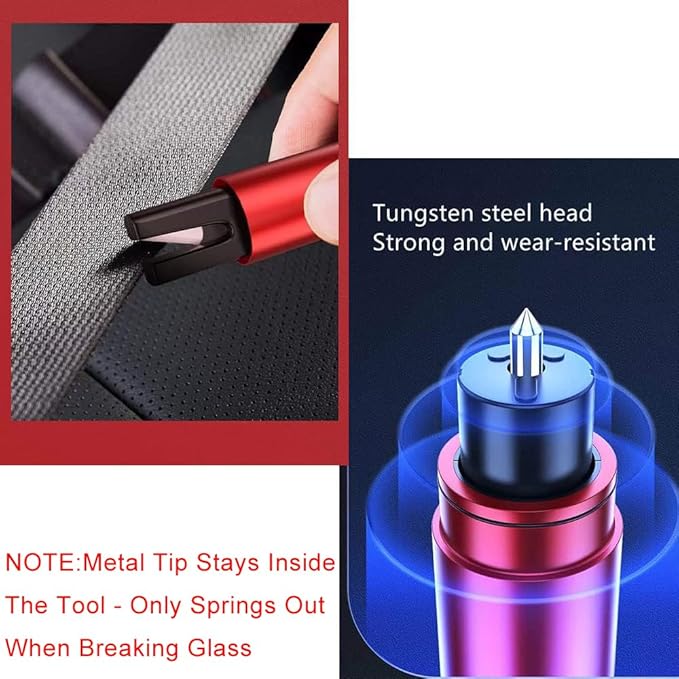 HHXS Car Glass Breaker and Seatbelt Cutter 4 Pack,Car Window Breaker Tool, Car Safety Hammer Escape Hammer with Tempered Glas