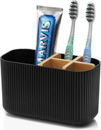 GFWARE Black Toothbrush Holder - Bamboo Toothbrush Holders for Bathrooms Electric Toothbrush Holder Organizer Kids Toothbrush