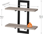 HOOBRO Floating Shelves, 15 Inch Wall Shelf Set of 4, Wall Mounted Storage Shelves 2-Tier, Hanging Bathroom Shelves, for Livi