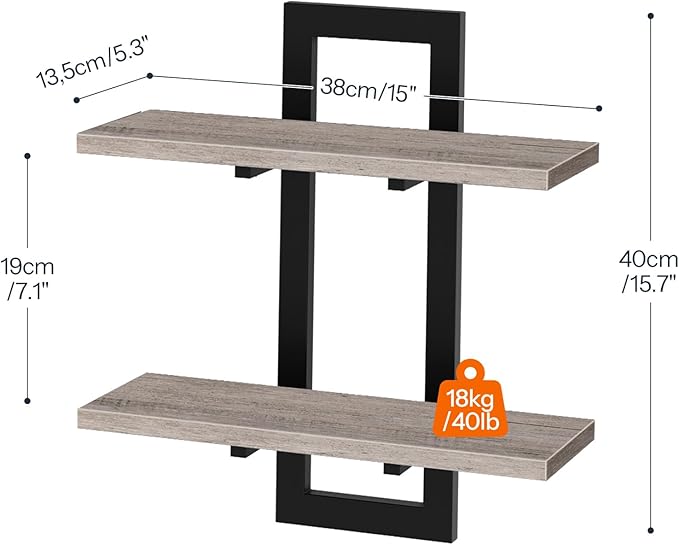 HOOBRO Floating Shelves, 15 Inch Wall Shelf Set of 4, Wall Mounted Storage Shelves 2-Tier, Hanging Bathroom Shelves, for Livi