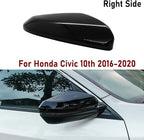 Black Right Mirror Cap Cover For Honda Civic 2016 2017 2018 2019 2020 2021 Rearview Mirror Cap Replacement (Black Right Side)