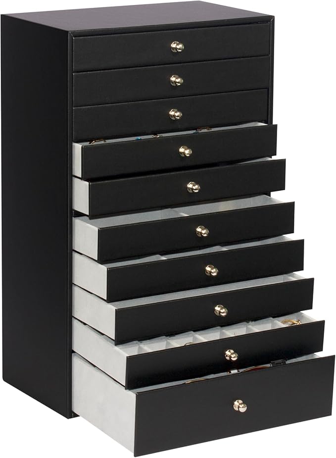 GUKA Large Jewelry Box, Jewelry Case with 10 Drawers for Big and Small Jewelry, Jewelry Storage Organizer for Watch Earrings 