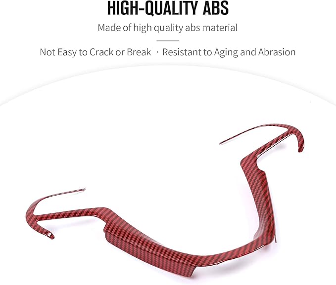 JeCar Steering Wheel Trim Cover Interior Decoration Trim Kit for 2014-2020 Jeep Grand Cherokee & Jeep Cherokee, Red Carbon Fiber