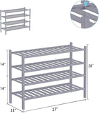 RONGJlA 4 Tier Bamboo Shoe Rack for Closet Free Standing Wood Shoe Shelf Storage Organizer for Entryway Small Space Stackable