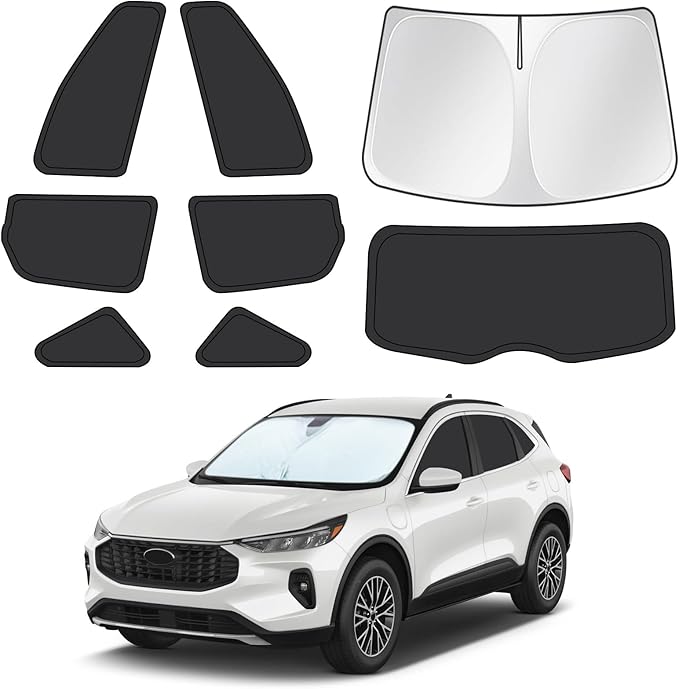 8pcs Car Window Shades for Ford Escape 2020-2025, Full Car Window Covers for Privacy, Automotive Sunshades for Escape Front Rear Windshield Side Windows to Block UV and Protect Privacy