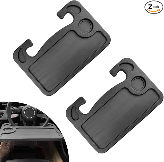 TSY TOOL 2 Pack Steering Wheel Tray, Car Desk, Two Sided Laptop Drink Food Work Table Holder for Constant Travelers, Fits Most Vehicles Steering Wheels