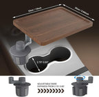 Car Tray & Car Desk for Laptop with Anti-Slip Protective Mat, 360° Rotating Wood Cup Holder Table, Eating Food, Working, Compatible with Tesla Model Y/3/S, Ford F150/Explorer/Maverick & Most Vehicles