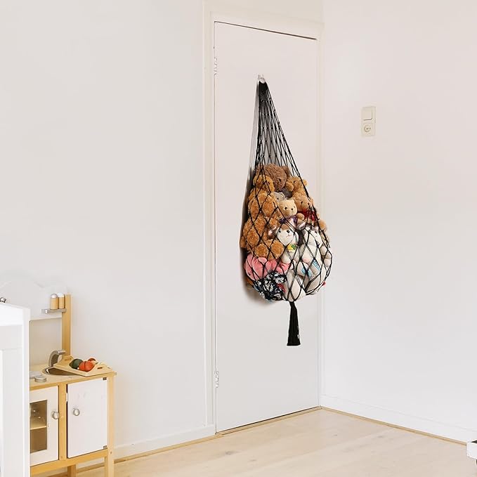 Amdermi Stuffed Animal Hammock Corner Hanging Net for Stuffy Animal Storage Macrame Toy Display Plushie Toy Holder-Perfect fo