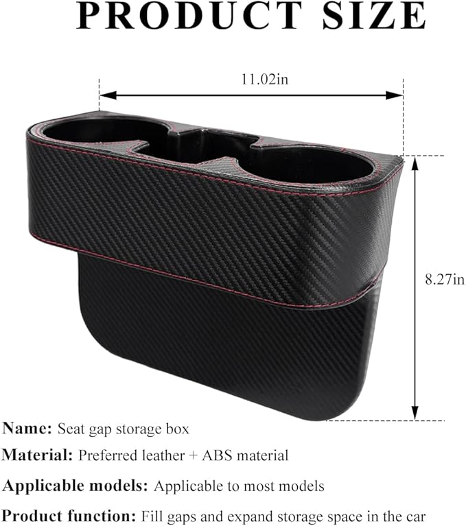 DXNQ Car Cup Holder Gap Filler Organizer, Multifunctional Auto Front Console Gap Filler with Cup Holder, Leather Extra Cup Ho