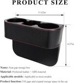 DXNQ Car Cup Holder Gap Filler Organizer, Multifunctional Auto Front Console Gap Filler with Cup Holder, Leather Extra Cup Ho