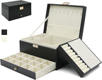 Jewelry Organizer, Travel Jewelry Box Organizers for Women Girls, Jewellery Display Holder 3 Layers Large PU Leather Jeweller
