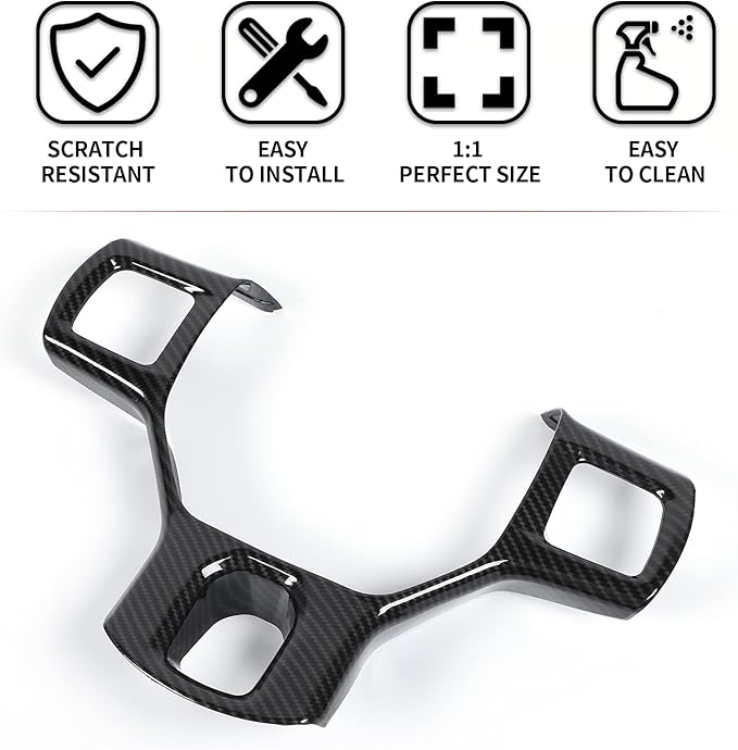 Hoolcar Interior Steering Wheel Cover ABS Trim for 2010-2017 Dodge RAM 1500 Accessories, Carbon Fiber