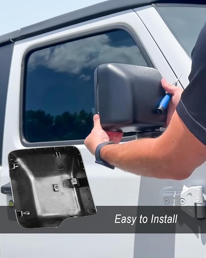 Left Mirror Cover Cap Trim Fit for Jeep Wrangler JL 2018-2023 Replace 68361961AA, Side Door Rearview Mirror Cover
