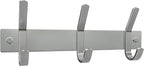 Small Coat Rack Wall Mount – Brushed Nickel 9 Inch Stainless Steel Hook Rail with 3 Heavy Duty Double Coat Hooks – Wall Mount