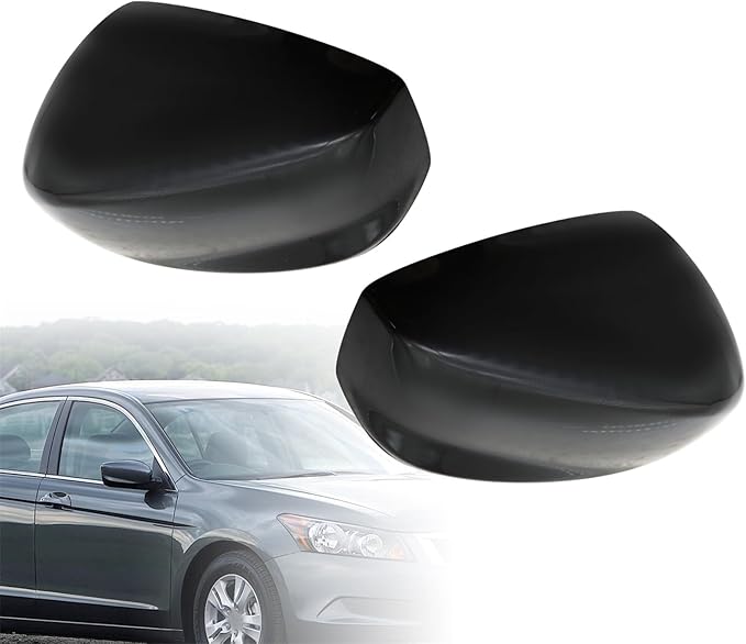 Driver Side and Passenger Side Gloss Black Rearview Mirror Cover Caps Compatible with 2008-2012 Accord