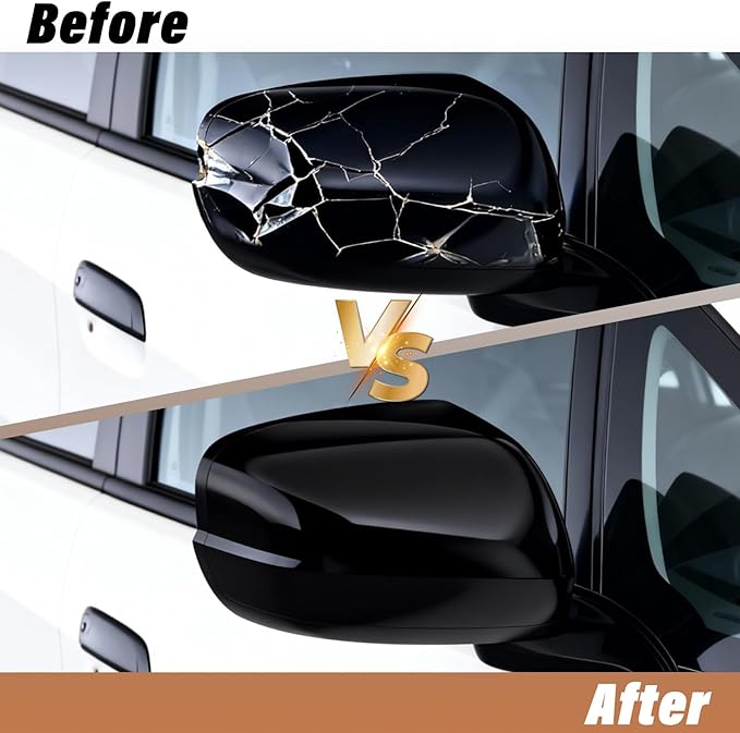 OWITAI Compatible with Honda Fit/Jazz Right Passenger Side Mirror Cap Cover 2009 2010 2011 2012 2013, Glossy Black Door Rearview Mirror Cover Replacement Without Turn Signal Light for Fit/Jazz
