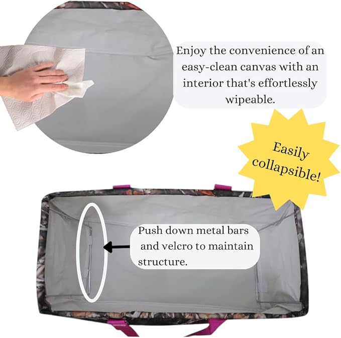 NGIL Extra Large Utility Tote Reusable Grocery Bag Oversized Collapsible for Groceries, Storage, Picnic, Beach (Camo-hot Pink)