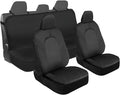 Motor Trend Front & Rear Car Seat Covers Full Set - Gray Cloth Bucket Seat Covers for Front Seats + Waterproof Rear Split Ben