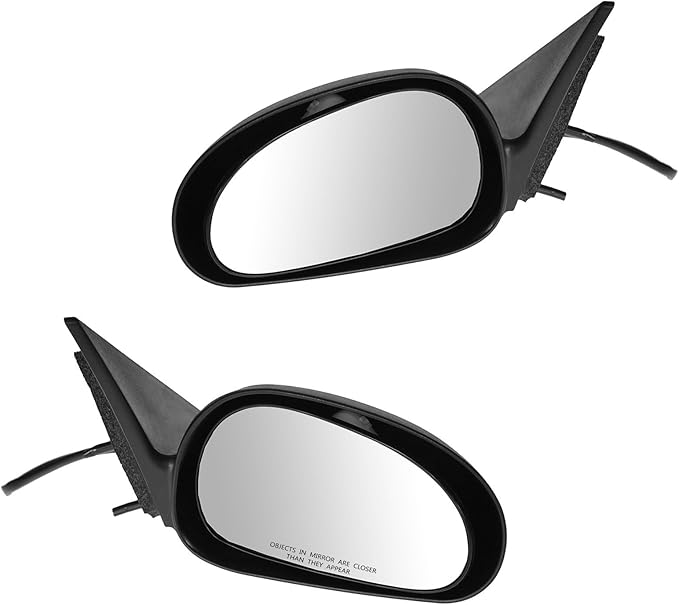 TRQ 2 Piece Driver and Passenger Side Mirror Assembly Set Manual Folding Electric Adjustment Non-Heated No Memory Textured Co