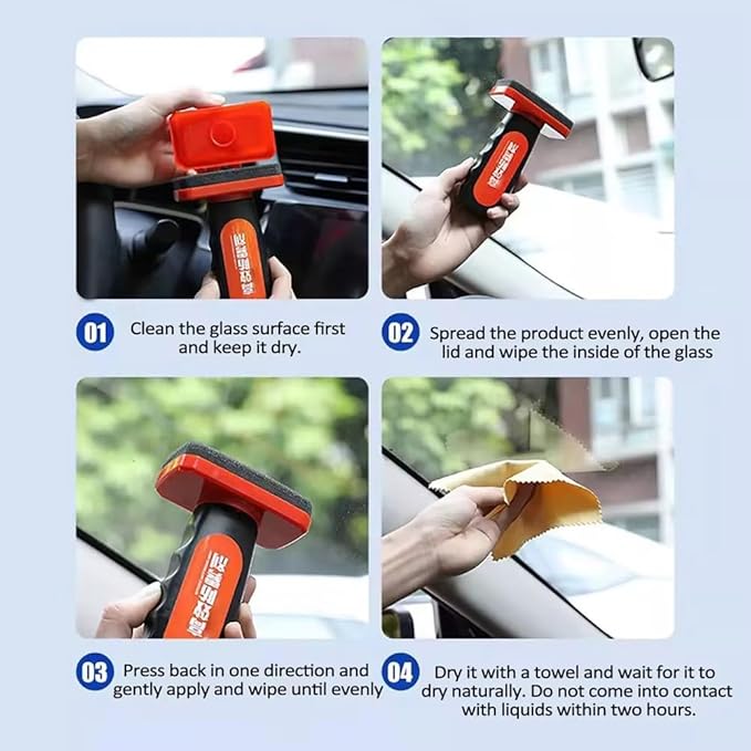 ELEFOCUS Automotive Glass Cleaner,120ml Car Rain-proof Anti-fog Agent Oil Film Remover Sponge Car Window Wiper (Oil Film Remo