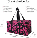 NGIL Extra Large Utility Tote Reusable Grocery Bag Oversized Collapsible for Groceries, Storage, Picnic, Beach (Cow Hot Pink- Hot Pink)