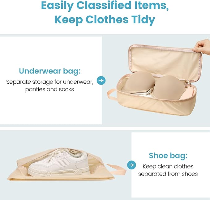 Cambond Compression Packing Cubes for Travel - Lightweight Expandable Travel Bags Luggage Organizers Travel Essentials Compre