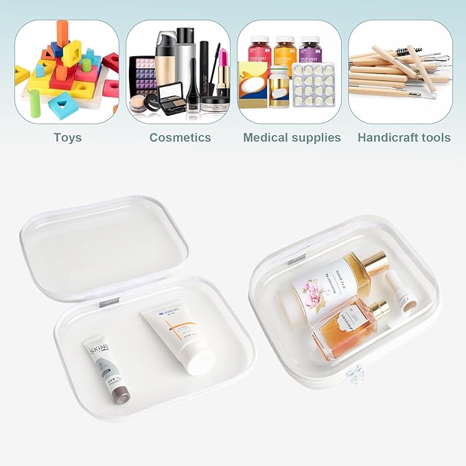 YQBRAO Hard Sided Clear Zipper Case for Storage- Professional-Grade Plastic Clear Zipper Pencil Case,Toy Storage Bins, Toilet