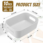 Zopeal Plastic Storage Bins 10 Pcs Gray Pantry Organizer Bins Small Baskets Storage Containers for Home Kitchen (8 x 5.7 x 3 