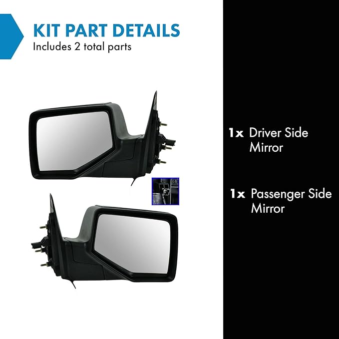 TRQ 2 Piece Driver and Passenger Side Mirror Assembly Set Electric Adjustment Non-Heated No Memory Black Compatible with 2006
