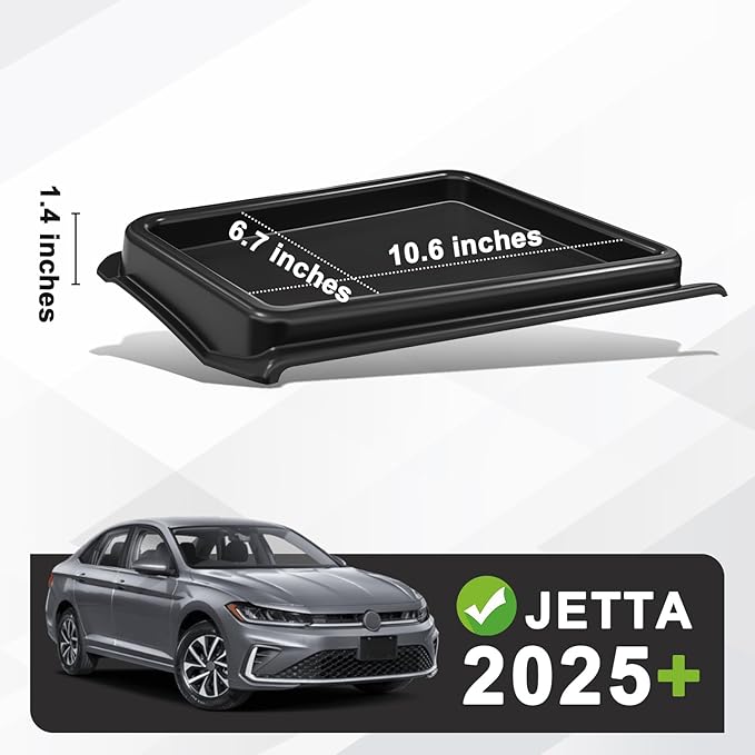Muslogy Dashboard Storage Box Compatible with 2025 2026 Volkswagen Jetta Accessories Center Console Organizer Insert Tray Divider Anti-Slip Mat Fit For 2025 Jetta S SE Sport SEL GLI, Fit 8-inch Screen