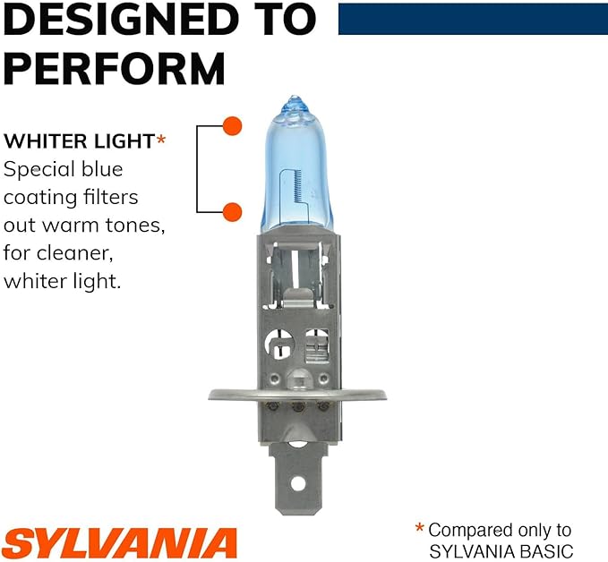 SYLVANIA - H1 SilverStar - High Performance Halogen Headlight Bulb, High Beam, Low Beam and Fog Replacement Bulb, Brighter Downroad with Whiter Light (Contains 2 Bulbs)