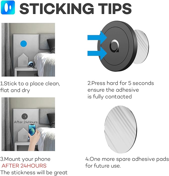Sticky Magnetic Phone Mount Compatible with Magsafe 16 15 14 13 12 Pro Max Mini Car Mount and Wall Mount Soft Silicone Front