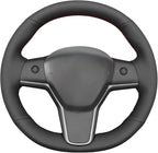 MEWANT Hand Stitched Steering Wheel Cover for Tesla Model 3 2017-2023 / Model Y 2020-2023 Accessories