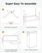 SOLEDI Slim Laundry Hamper with Lid, Narrow Laundry Basket with Removable Bags, Dirty Clothes Hamper with handle, Small Hampe