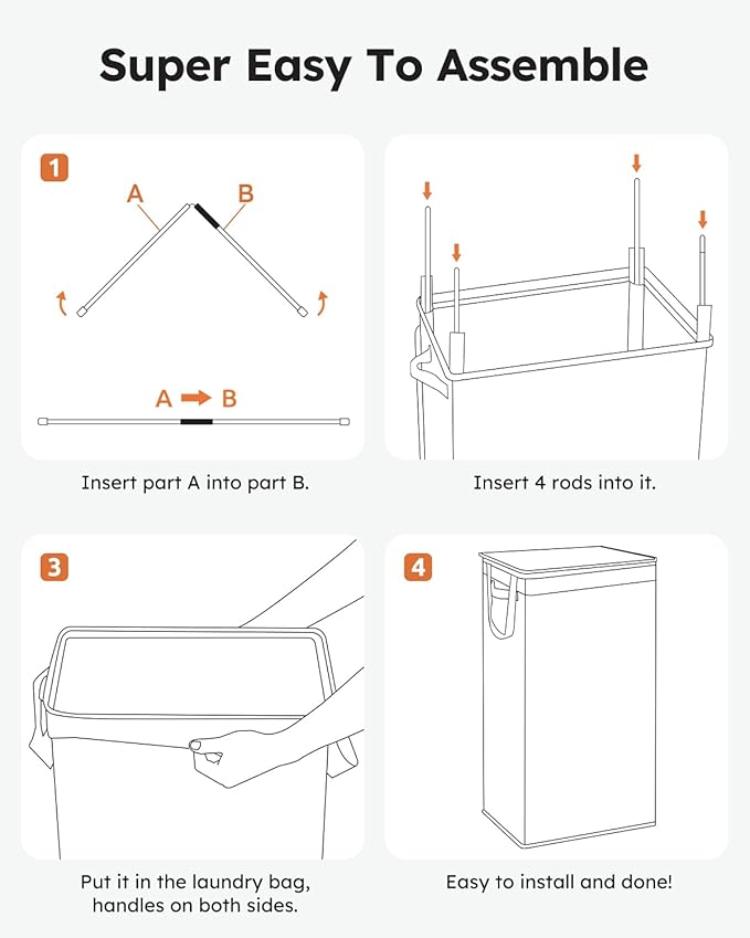 SOLEDI Slim Laundry Hamper with Lid, Narrow Laundry Basket with Removable Bags, Dirty Clothes Hamper with handle, Small Hampe