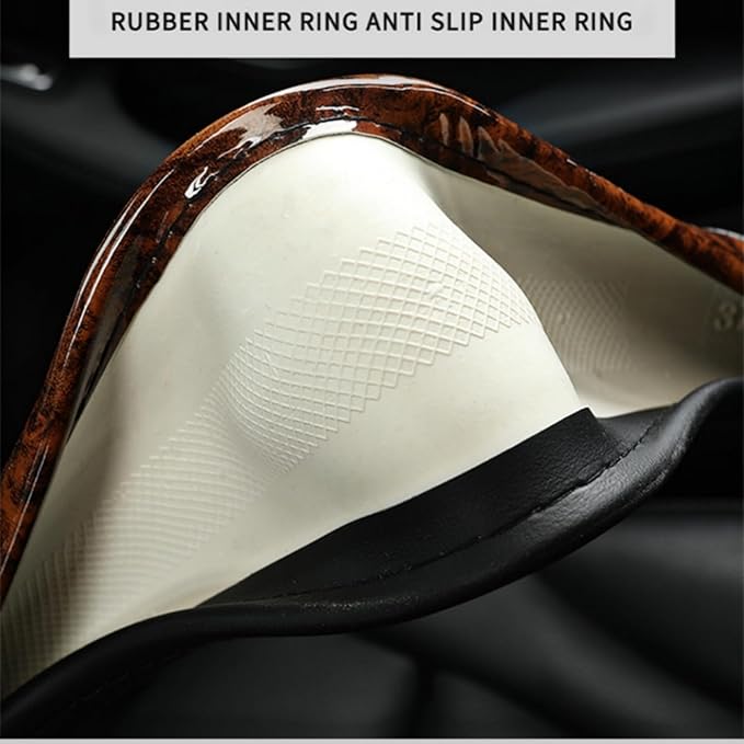 Wood Grain Steering Wheel Cover Microfiber Leather Breathable Anti Slip Universal Protector 14.5-15 inch Car Interior Accesso