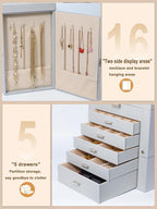 BOOVO Jewelry Box For women, 6 Layer Large Jewelry Organizer With Mirror, Multi-Function Storage Box With Lock, Necklace Hold