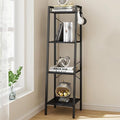 Hzuaneri Ladder Shelf, Bookshelf Bookcase, Freestanding Corner Storage Shelve with 2 Hooks for Home Office, Living Room, Kitc