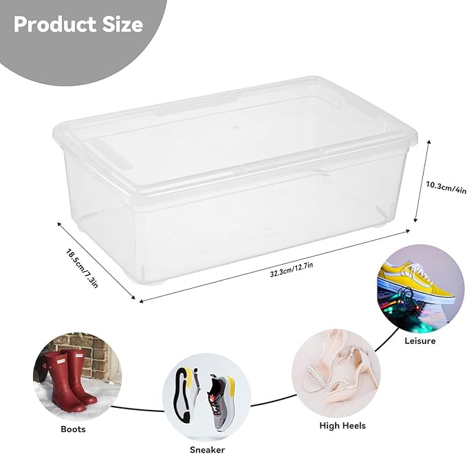 novelinks 6 Quart Clear Plastic Storage Bins with Transparent Lids Stackable Box Craft Storage Organizing Container Sensory B