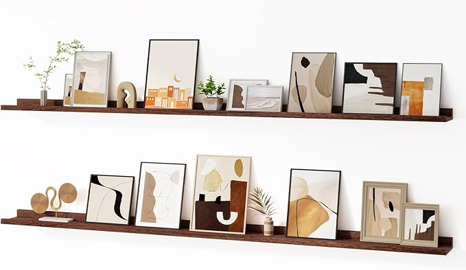 Floating Picture Ledge Shelves for Wall Set of 2, 72 Inches Picture Ledge Shelf with Long Large Nursery Book Shelf for Toys S