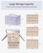 VLANDO Jewelry Box for Girls, 4-Tier Jewelry Organizer with Lock, Mirror Jewelry Box for Earring, Ring, Necklace and Bracelet