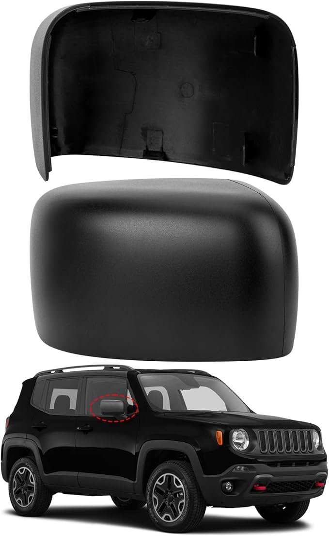 Passenger Side Mirror Cover Replacement for Jeep Renegade 2015 2016 2017 2018 2019 - Right Side Mirror Covers, Rear View Mirrors Cap Accessories Without Lamp, Textured