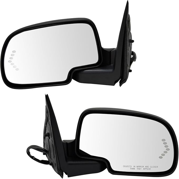 TRQ Left and Right Mirror Assembly Set Power Heated Turn Signal Memory Power Folding Compatible with 03–05 Chevrolet Silverad