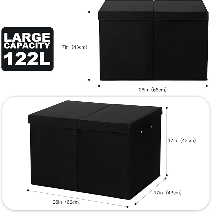 popoly 122L Large Toy Box Chest with Lid, Foldable Toy Storage Organizer Bin Boxes with Removable Divider for Kids, Boys, Gir
