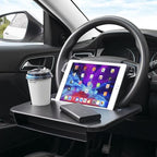 Steering Wheel Tray for Tesla Model 3 Y S X and Other Compact Cars, 2-in-1 Car Food Tray and Seat Gap Organizer, Compact Desk for Eating, Writing, Quick Work and Storage, Black