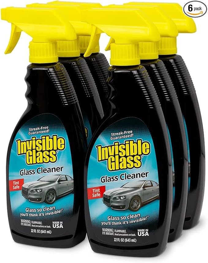 Invisible Glass 92164-6PK Premium Glass Cleaner Spray for Car Windshields and Windows, Automotive and Home Window Cleaner, St